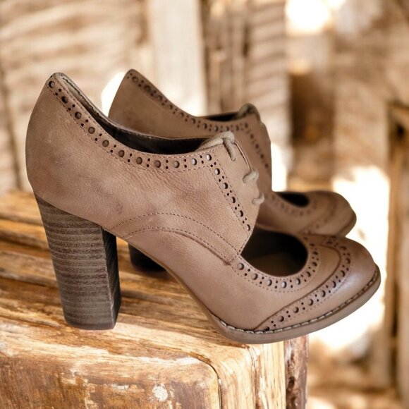 Crown Vintage Shoes - Crown Vintage Bonnie Brown Lace Up  Detail Heels for Women- 6.5 M